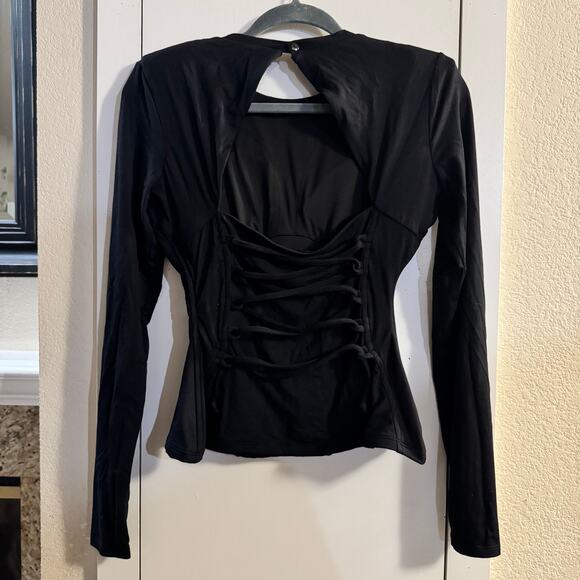 TA3 Shapey Long Sleeve Crew Neck Top Corset Black Size Medium - Picture 7 of 9